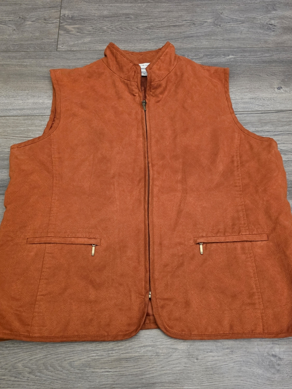 Allison Daley Rust Orange Suede Zip-Front Vest